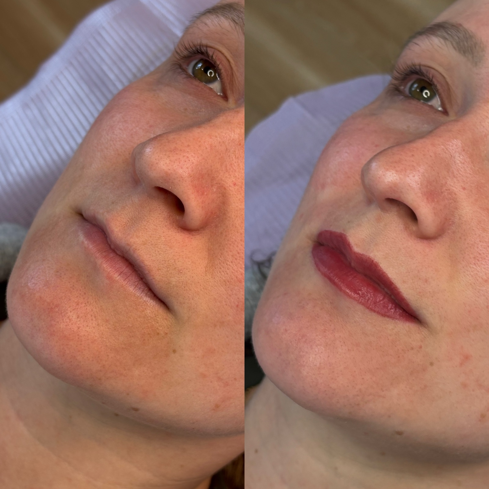 Lip blush tattoo before and after