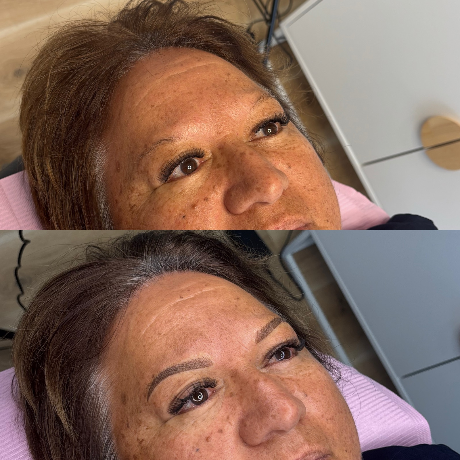 Before and after brow tattoo