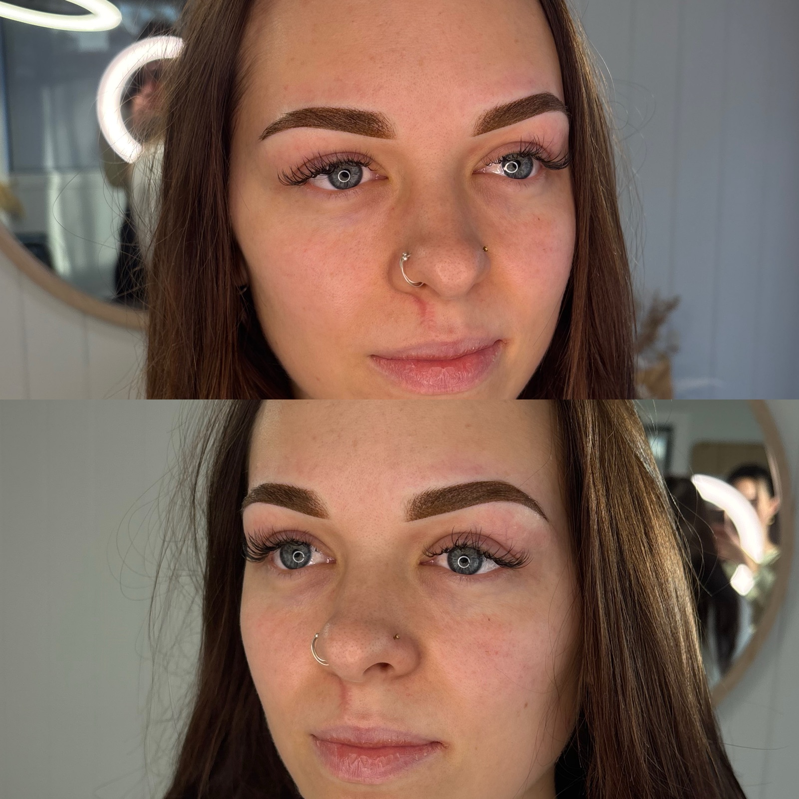 Before and after brow tattoo enhancement