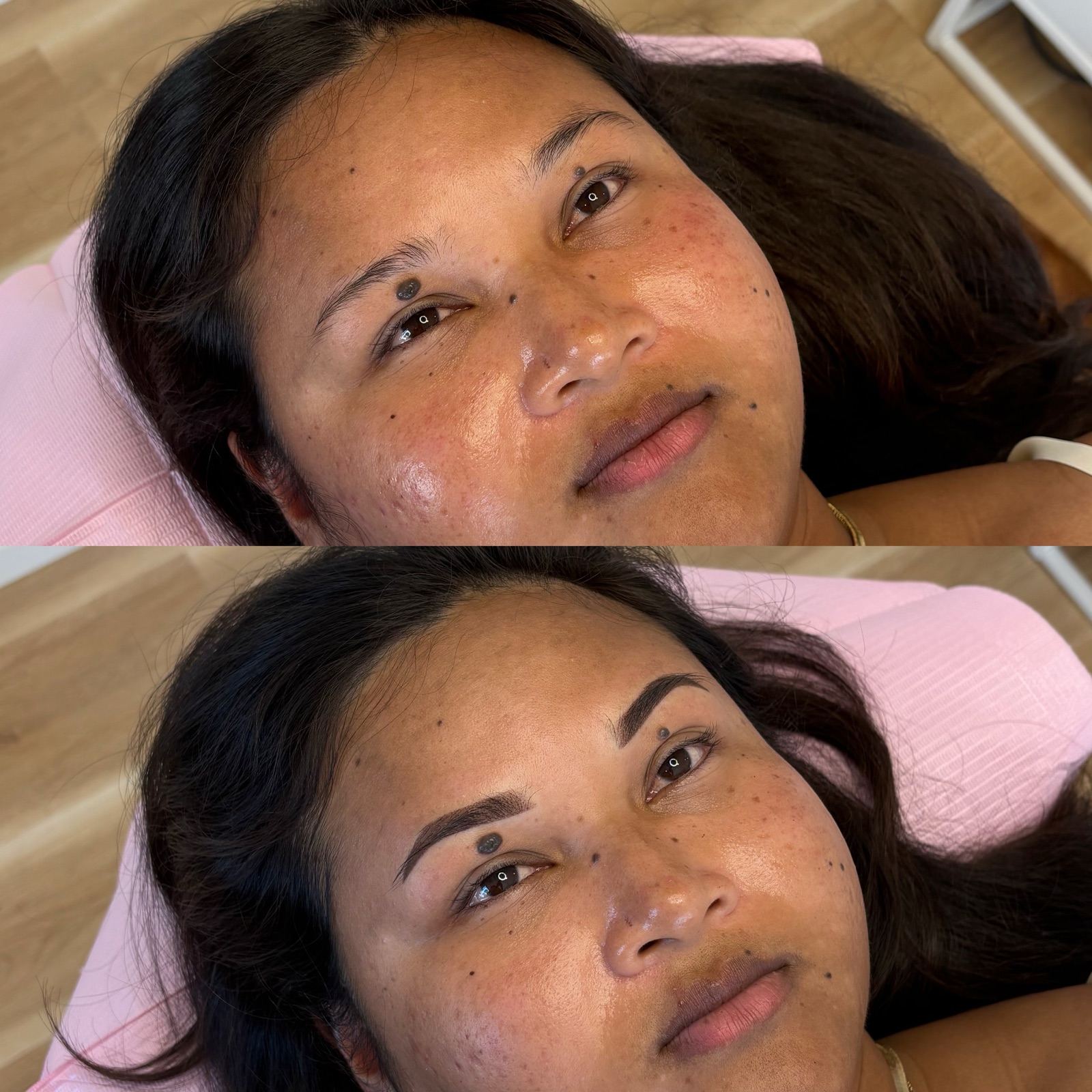 Before and after powder brows